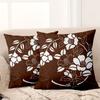 1 Pieces Brown Cushion Covers With White Floral Patterns Polyester Pillowcase, Sofa Decorative Cushion Cov Headboard Pillow