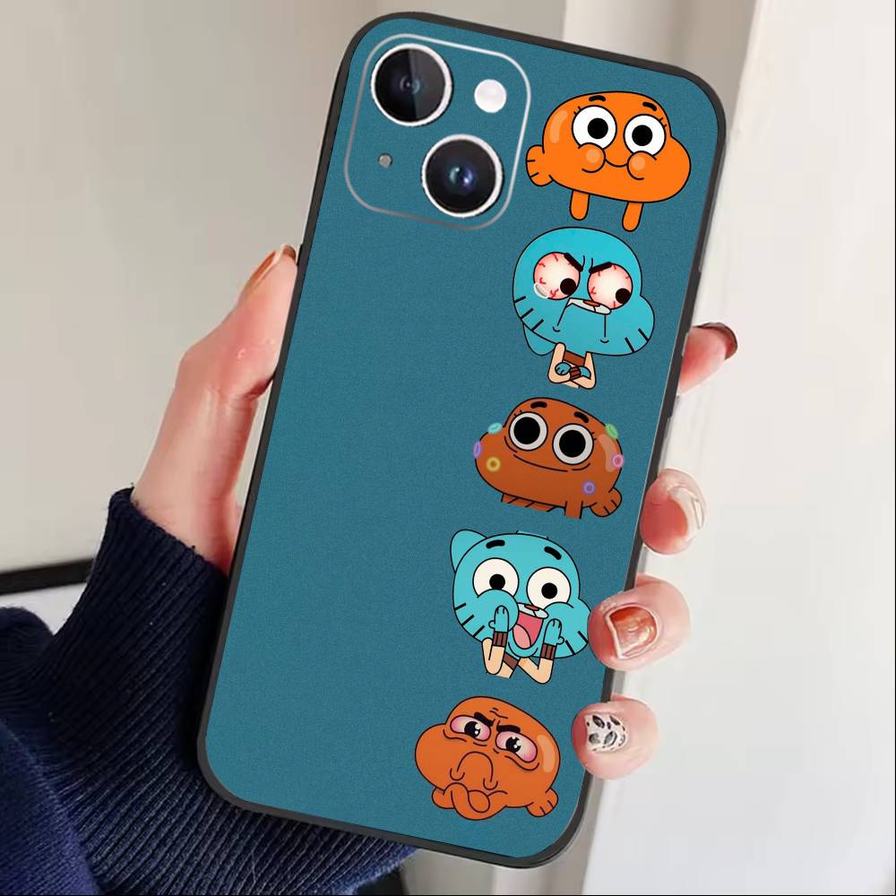 

S-Gumball and Darwin Phone Case For iPhone17,16,15,14,13,12 Plus,Max Soft Silicone Black Cover iPhone17air