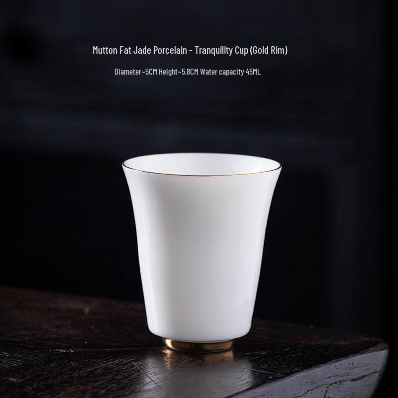 Gold-Rimmed Jade Porcelain Tea Cup Set