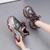 Fashion 6CM Genuine Leather Women Breathable Vulcanize Bling Fashion Chunky Sneaker Autumn Casual Platform Wedge Fashion Shoes