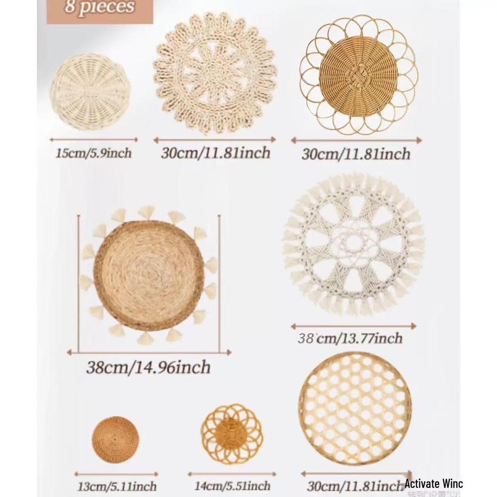 Bohemian Woven Wall Basket Set - Handwoven Hanging Decor for Living Room or Entrance