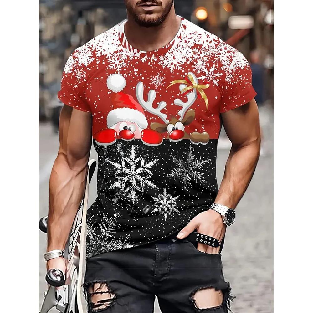 Men's T-shirt Santa Claus 3D printed men's T-shirt street fashion men's Christmas T-shirt daily casual short sleeved