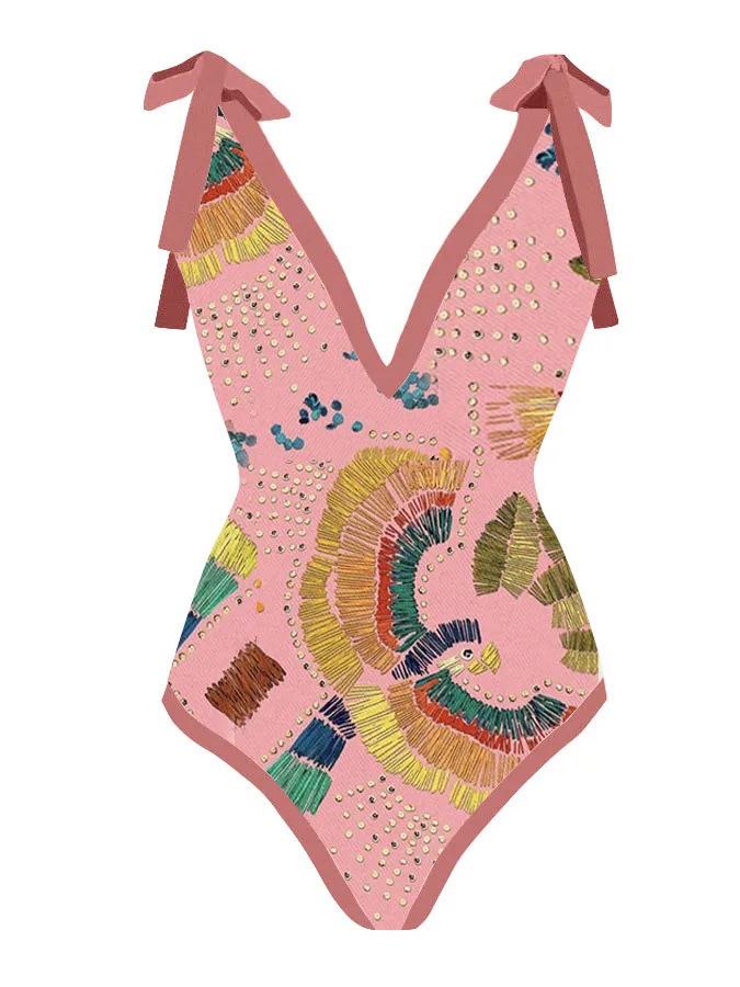 2025 Retro European-American Slimming Holiday Beach Swimsuit