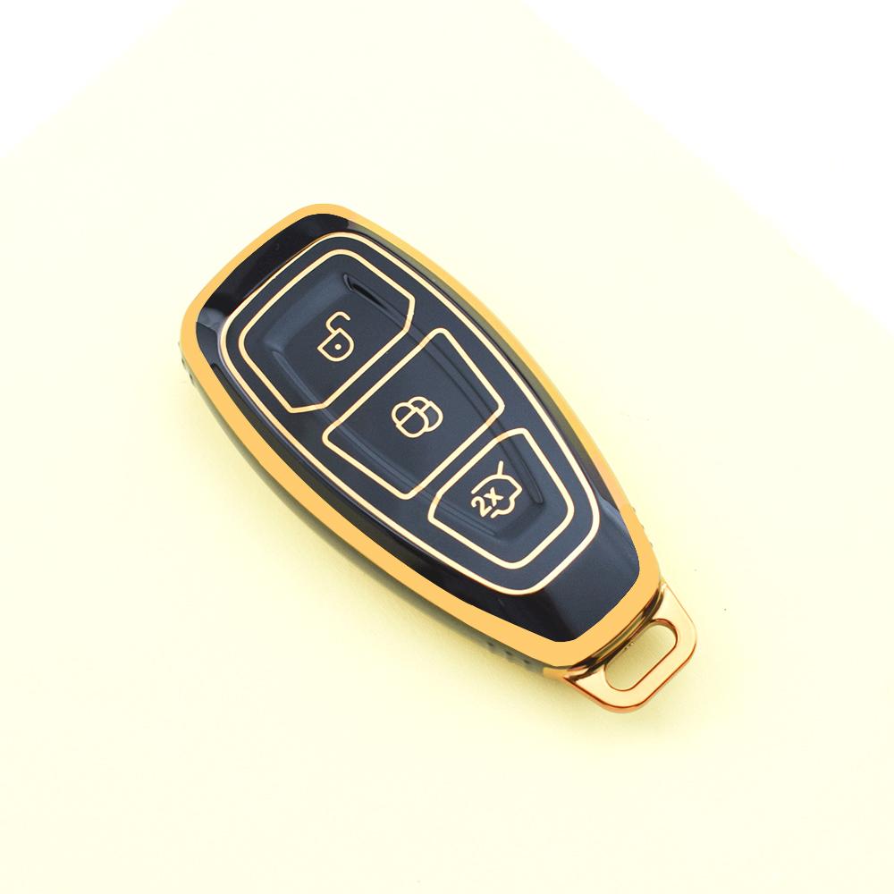 

Gold Edge Shell Keyless Holder Fob For Ford Kuga Focus ST Fusion Fiesta Focus 3 4 Mondeo Ecosport TPU Car Smart Key Case Cover Accessories чорний