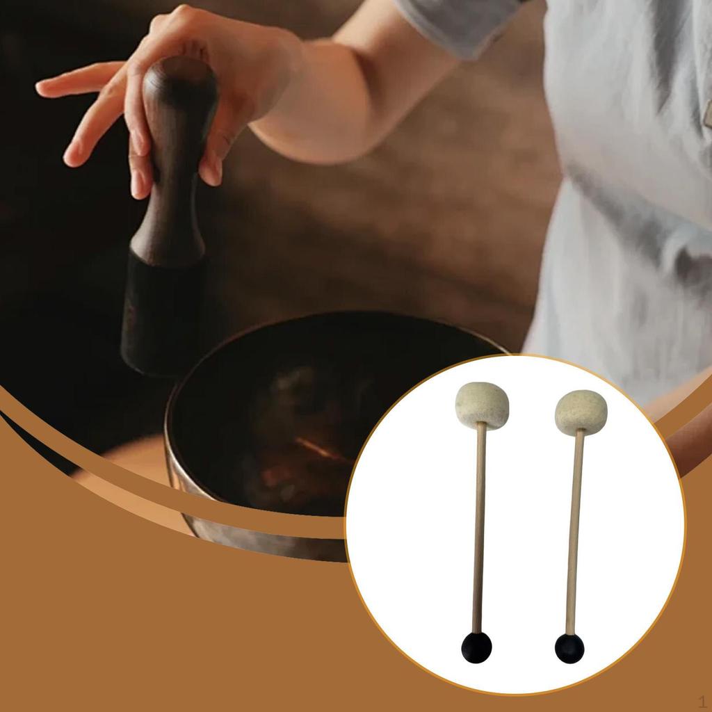 Mallet Set, Doubleheaded Rod, Wooden Handle, Felt Rubber Ball for Various Striking , Ergonomic