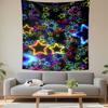 Colorful Neon Glowing Stars On Black Background Wall Tapestry Cool Galaxy Decor for Bedroom Dorm Game Room Gift