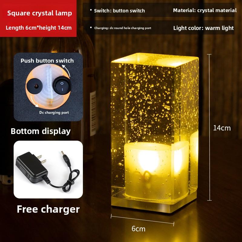 Bar Table Lamp Led Rechargeable Crystal Lamp Creative Personality Restaurant KTV Atmosphere Bedside Lamp Night Light Decorative Table Lamps