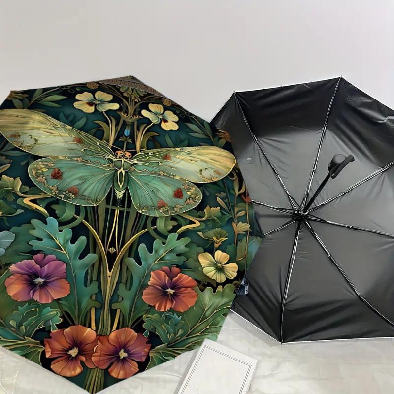 1PC Butterfly Flowers Automatic Open/Close Umbrella Compact Folding Umbrella with 8-Rib Shaft lightweight esign, Fashion Lovers1223A