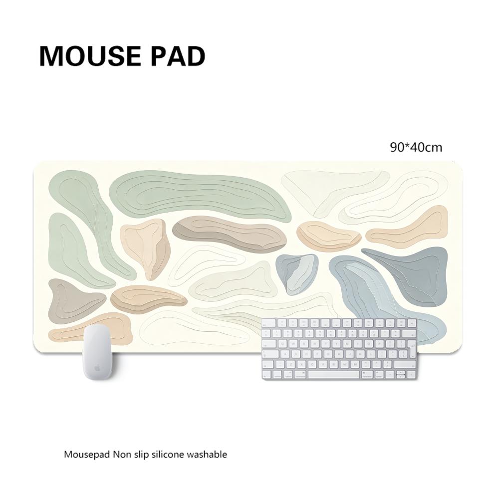 Offwhite Neutral Morandi Greygreen Stone Abstract Texture Playmat Minimalist Wabisabi Gaming Desk Mat