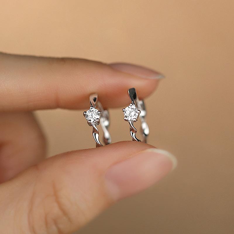 925 Silver Zircon Stud Earrings Elegant Luxury Wedding Jewelry For Women Hypoallergenic Designer Ring