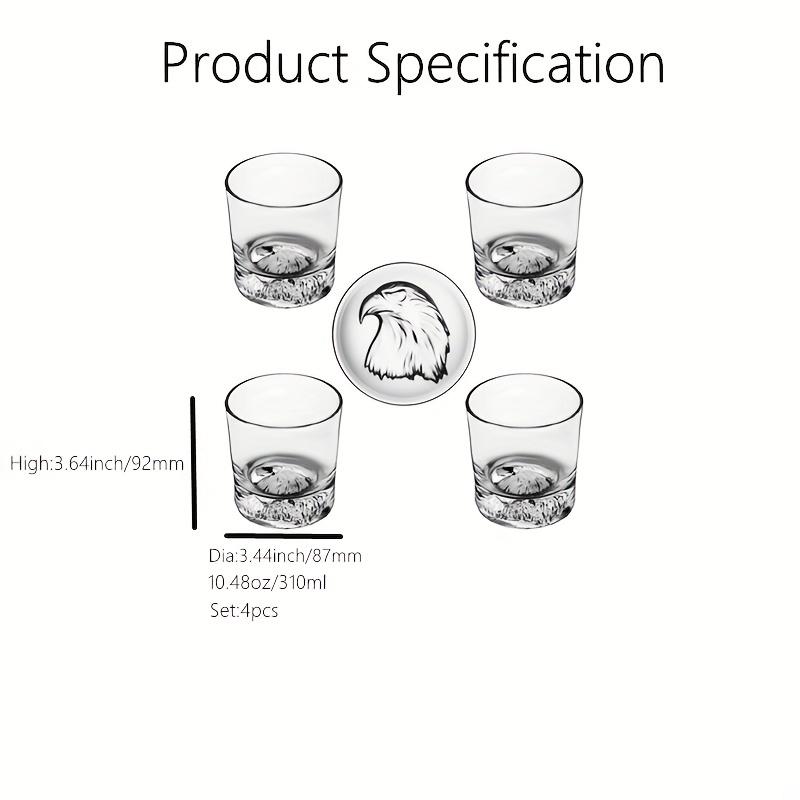 4szt. 10 oz. Eagle Pattern Old Fashioned Whiskey Glasses - Idealne do szkockiej whisky, bourbonu, koniaku i koktajli - Solidne pudełko - Idealny prezent dla ojca