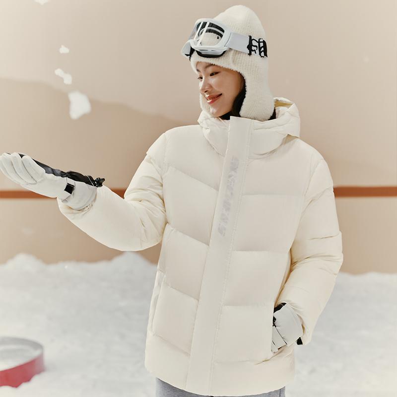 Skechers Windproof Warm Three-Proof Down Jacket Unisex Outerwear Cotton-Candy-White L422U069-0074