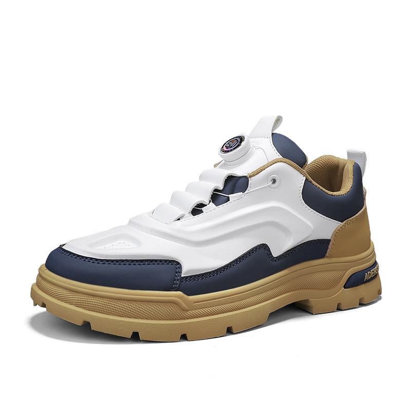 

Мужская обувь четыре сезона новая тенденция кожаные кеды модная цветовая гамма повседневная спортивная обувь вращающаяся кнопка рабочие ботинки Мартин 44