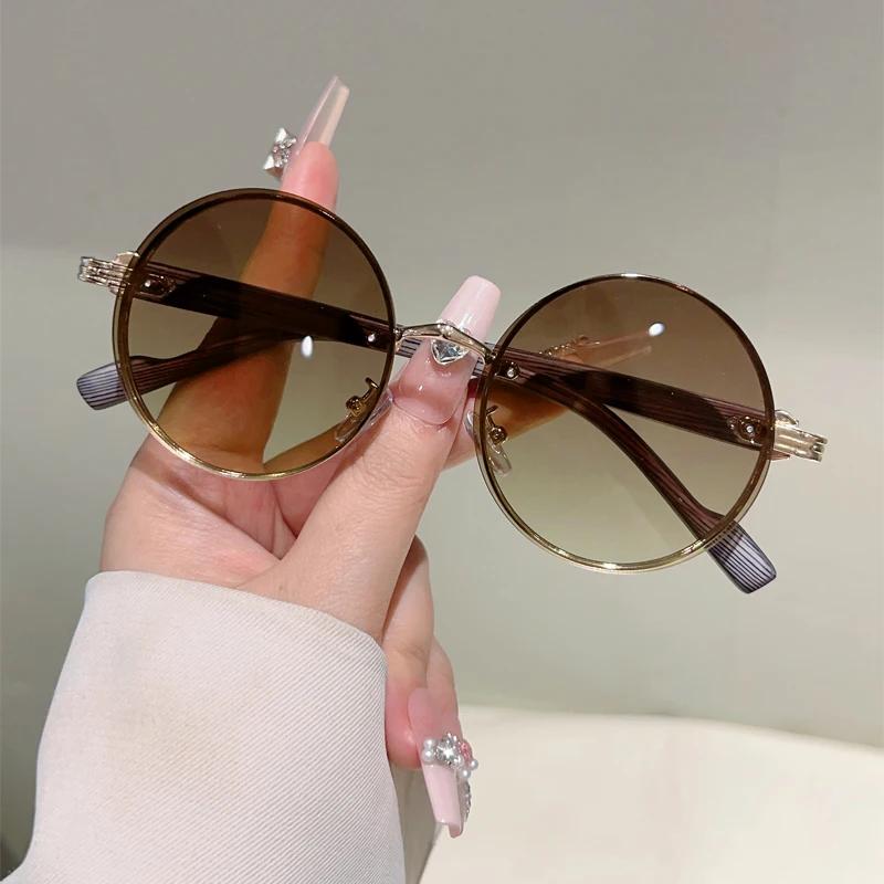 Vintage Round Sunglasses Men New Fashion Gradient Multi-color Sun Glasses Women Trendy Luxury Brand Design Casual Shades