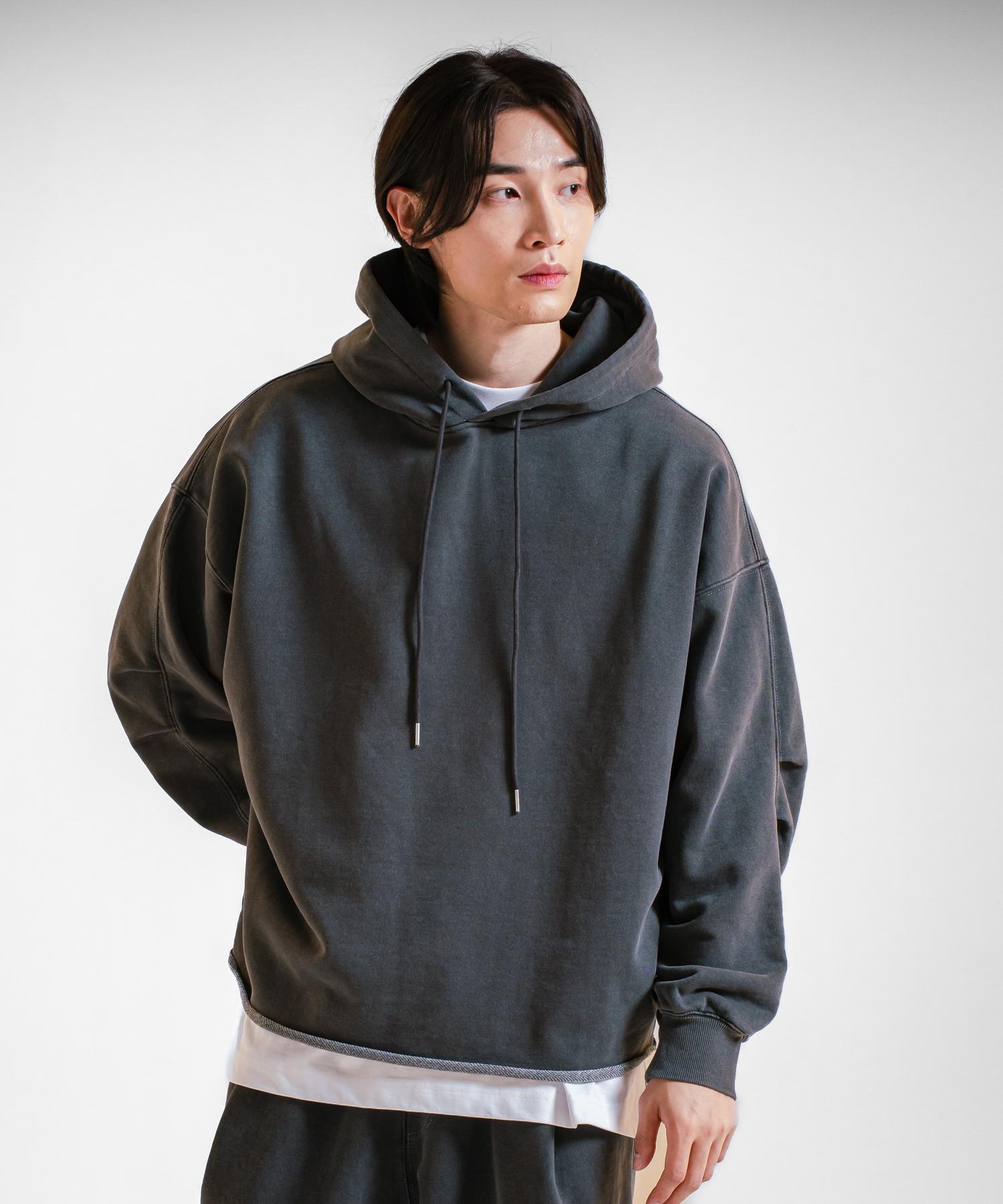 Ps Shopper Pigment Small Logo Crop Cut Hoodie [Dark Grey] M