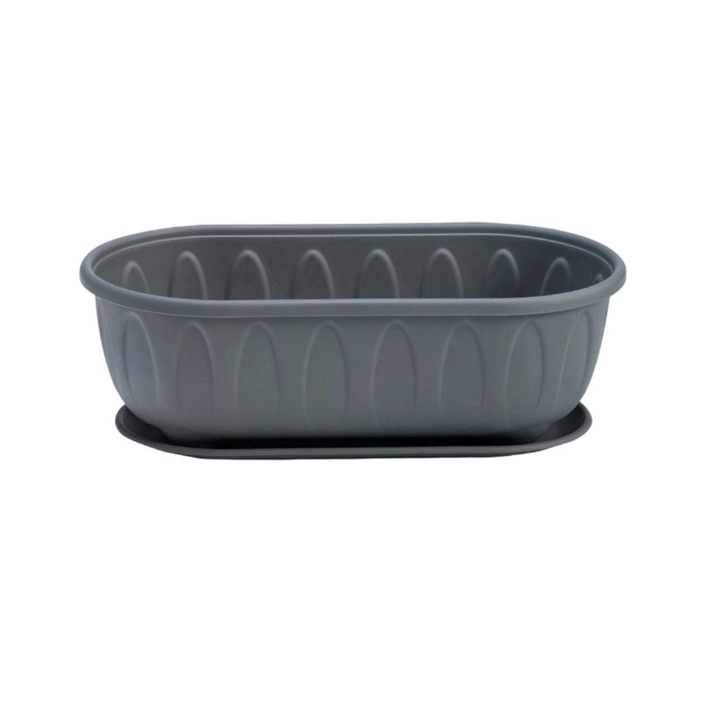 Rectangular Plastic Planter with Drainage Tray Durable Lightweight Garden Flower Pot Container Suitable for Indoor and Outdoor Use