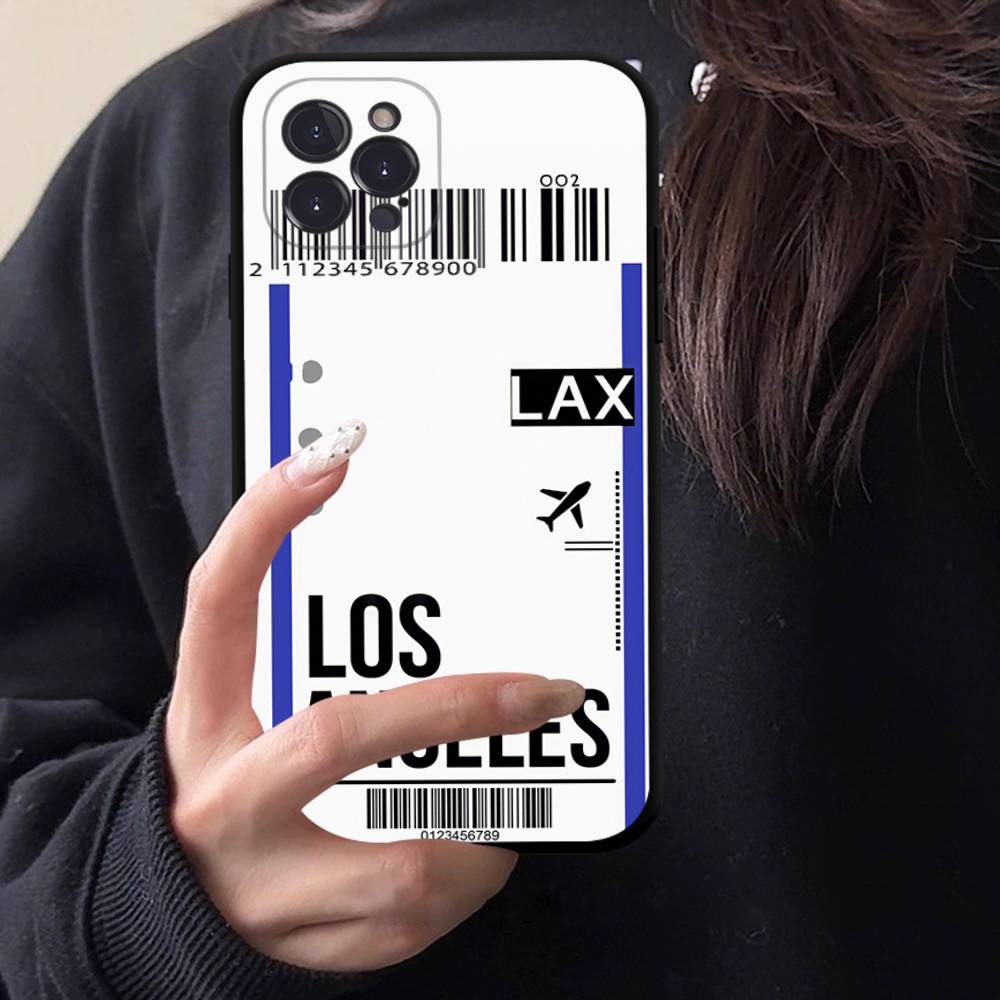 Funny World City Tourist Ticket Label Black Phone Case For Iphone 17 Air 16 15 14 13 12 11 Pro Max Plus Back Cover TPU Soft Case