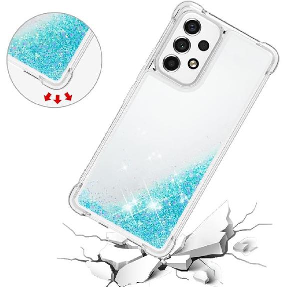 Compatible with Samsung Galaxy A53 5G Case Glitter Cute Clear Phone Case Floating Quicksand Shockproof Protective Bumper Silicone Soft TPU Case for