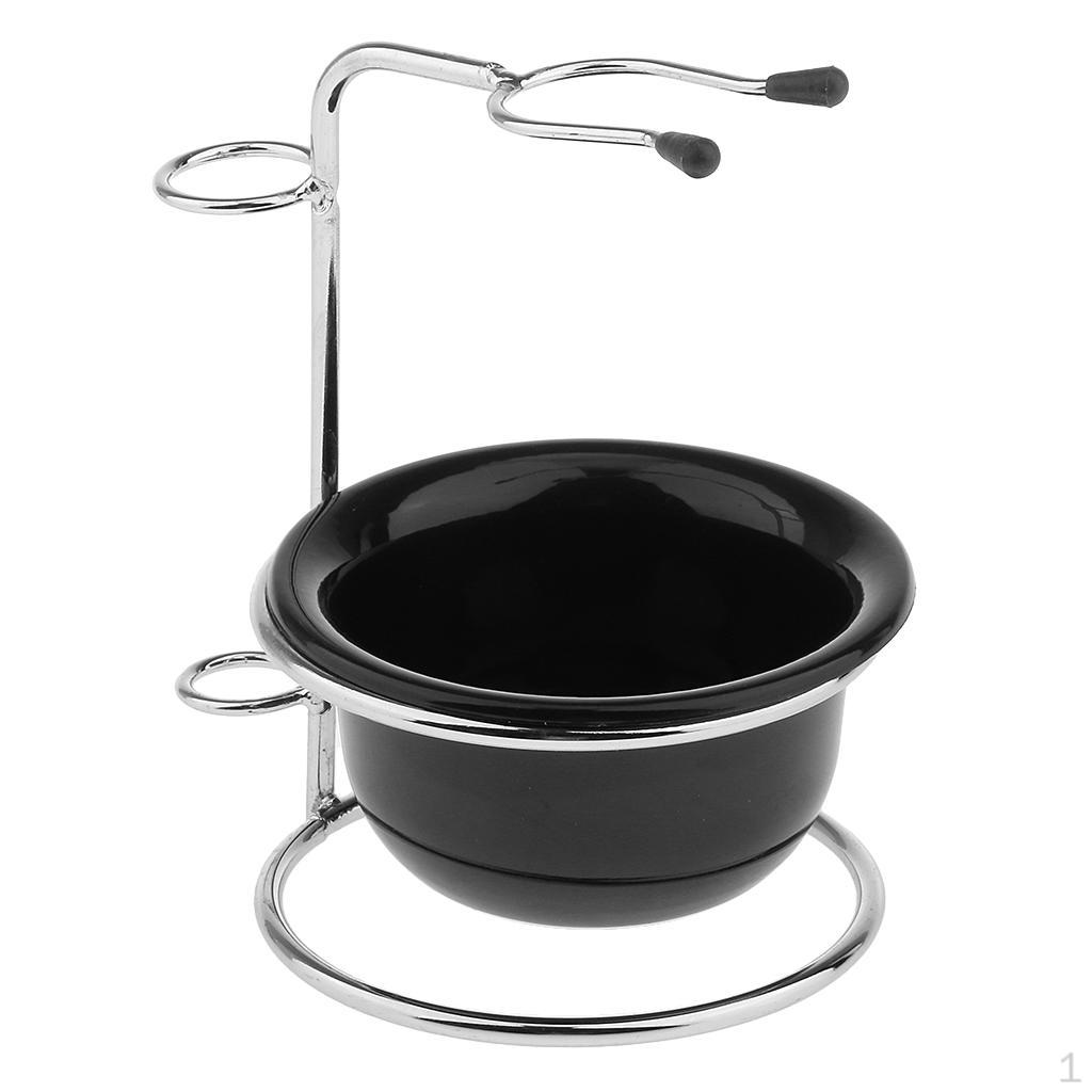 

Silver Stainless Steel Shaving Brushes Stand Holder & Acrylic Bowl Mug Set