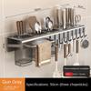 Wall Mounted Stainless Steel Knife Holder Kitchen Storage Shelf Cutlery Dishcloth Towel Drain Rack Hole-free Organizer