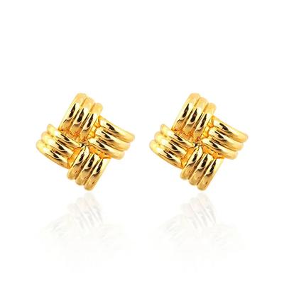 Knit Check Texture Bold Earrings SHER0063