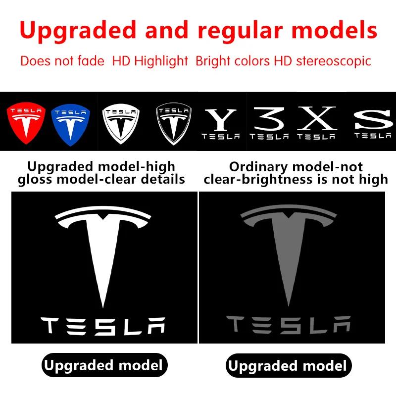 Car Sticker 2025 New Tesla 2pcs For Tesla Model Y 3 S X Door LED Logo Projector Puddle Light Super Bright Welcome Light Laser Sh