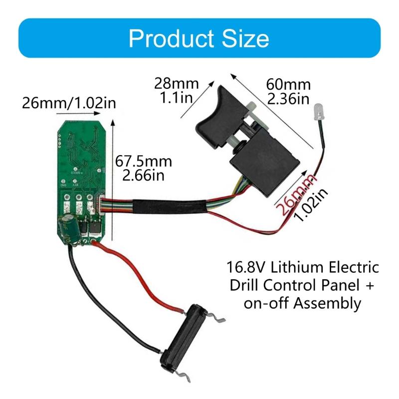 High Performances 16.8V Lithium Drill Control Board and Integrated Switches Assembly for Improved Tool Longevity