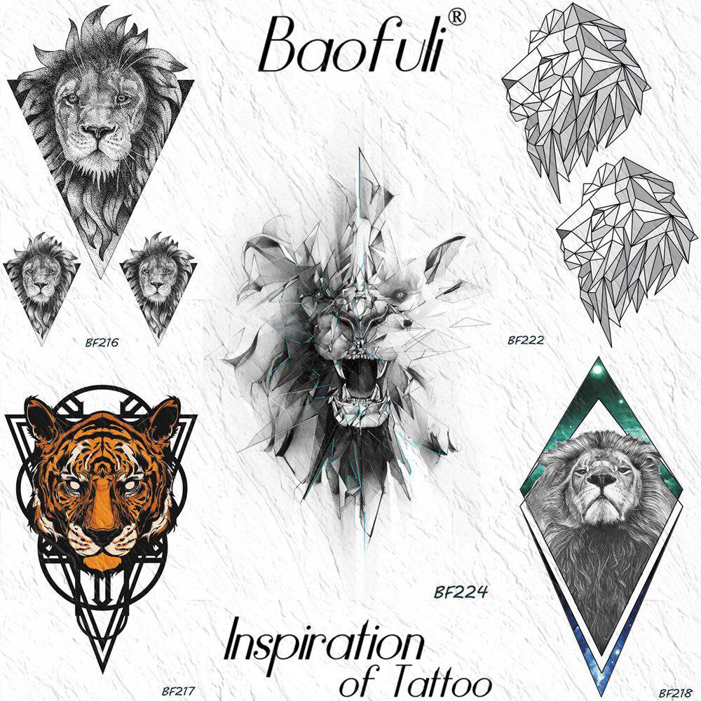 Buy 1pc Lion Tiger Geometric Temporary Tattoo Sticker Body Art Arm Waterproof Tattoos Men Fake At Affordable Prices Free Shipping Real Reviews With Photos Joom