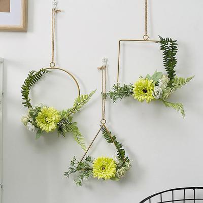 Floral Hoop Wreath, Metal Wall Hanging with Flower Decor, Durable Wear-Resistant Floral Hoop Wreath, for Garden Balcony Windowsill