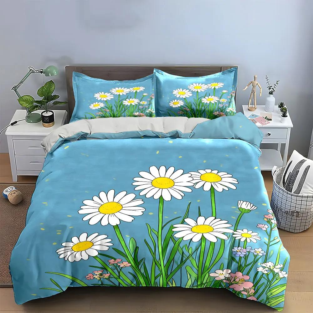 Floral Decorative Set for Home Soft Comfortable Duvet Cover Bedding Set Included 1*Duvet Cover & 2*Pillowcases gift