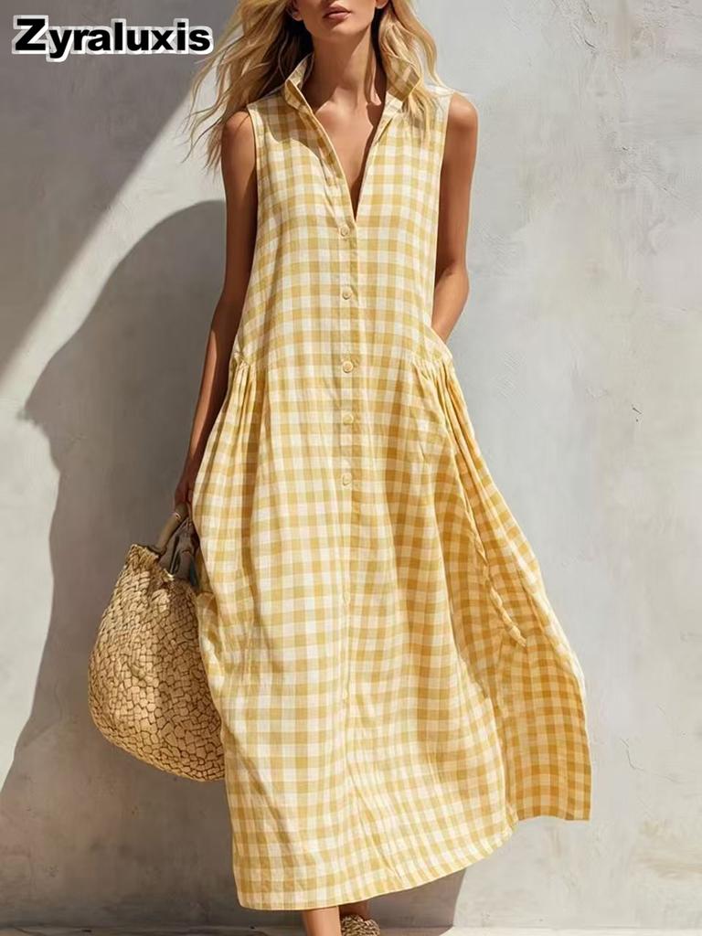 Abito Estivo da Donna a Righe, Maniche Corte, Largo e Comodo, Nuovo Stile