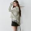 DIMANAF 2025 Sweaters Solid Cardigan Autumn Short Design Women V-Neck Sweaters Knitting Loose Sweater