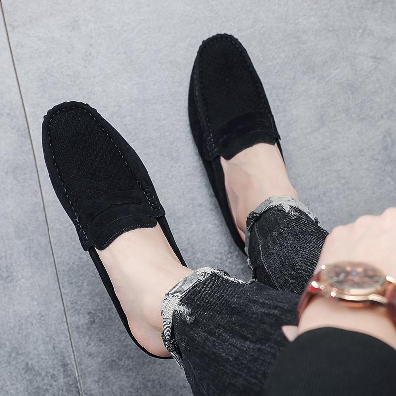 

Модная летняя мужская повседневная обувь Кожаные мокасины Дышащие слипоны Лоферы для вождения Итальянский люксовый бренд Мужские лоферы для вождения Коричневый Синий 39 чёрный