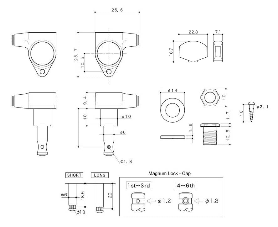 GOTOH Guitar Peg Chrome SG301-MG-T-01-L3R3-C 05202CYTX/D
