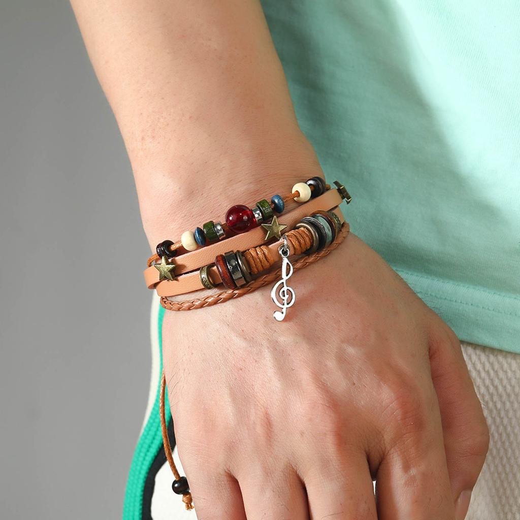 Elegant Leather Wrap Bracelets for Women Bohomian Multi-Layer Beads Cuff Bracelet Jewelry Gift Personalized Accessory