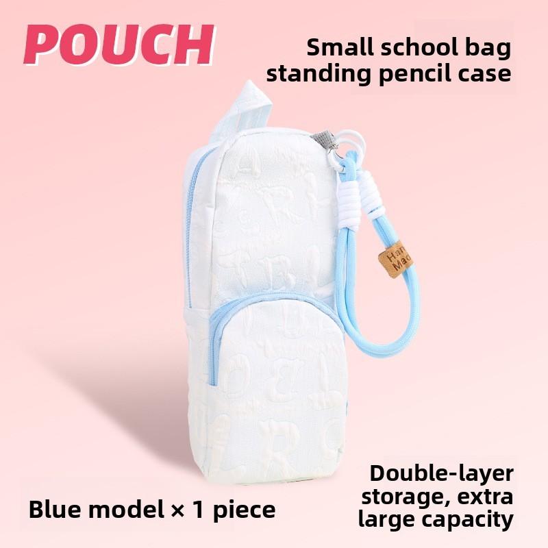Canvas Double Layer Pencil Case For Students With Large Capacity Portable Storage Bag For School Supplies