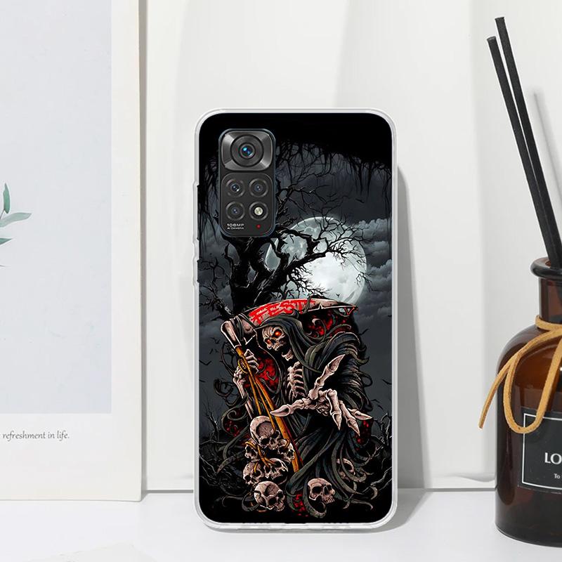 Death Grim Reaper Skull Scythe Phone Case For Xiaomi Redmi Note 15 13 14S 14 Pro Plus 12S 11S 10S 12 11E 10 11T Art Fundas Back