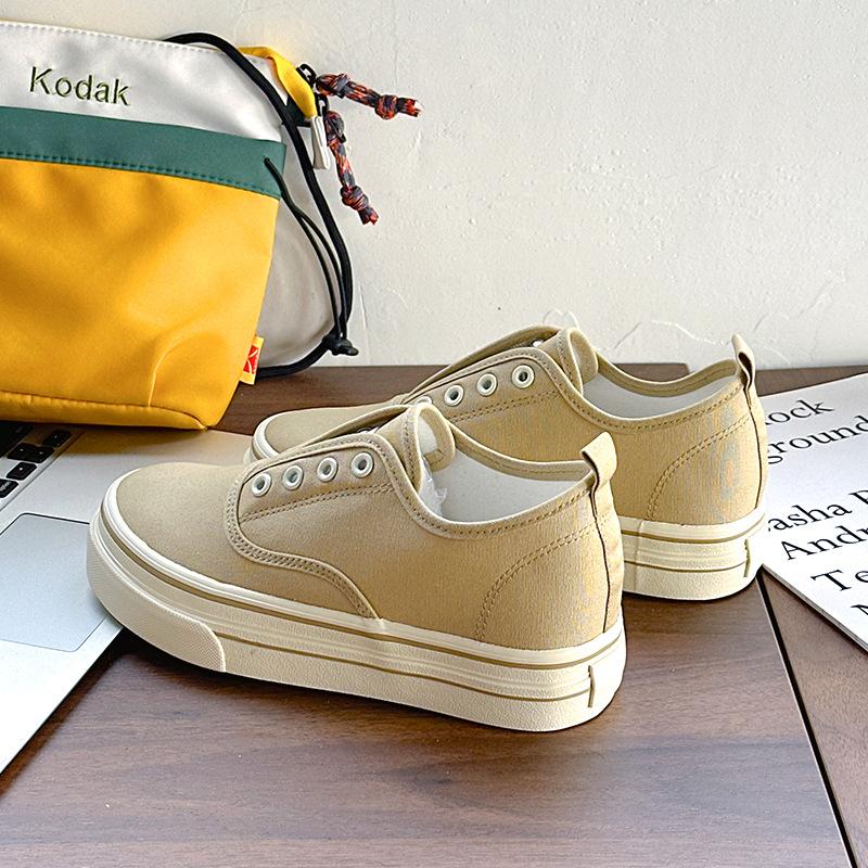 

6 вулканизированных парусиновых туфель на толстой подошве, повседневные, универсальные, эластичные, на одной педали, с внутренней стелькой для увеличения роста, женские новые модели 39