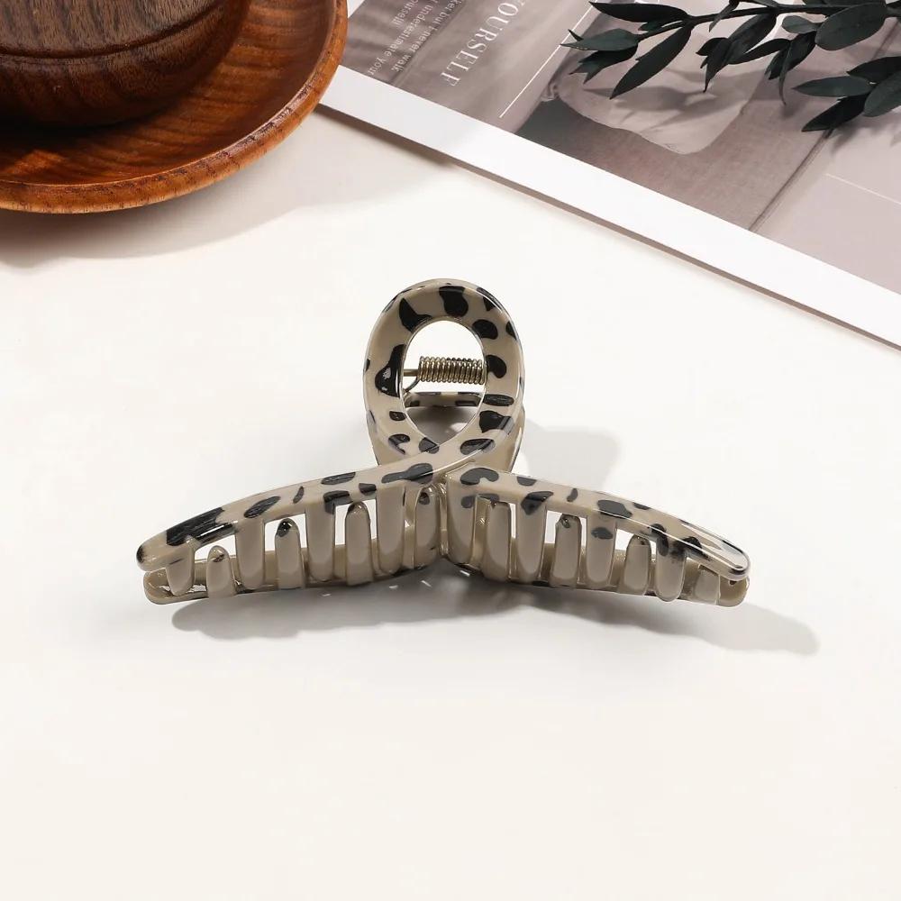 Large Small Leopard Print Hair Claw Clip for Women Thick Hair Elegant Bowknot Cross Geometric Catch Clamp Hairgrip Accessories