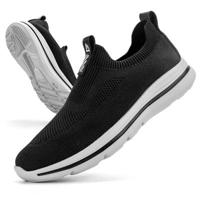 Mens Shoes Walking Shoes for Men Black Slip On Sneakers Casual Athletic Running Lightweight Breathable Mesh Knit Shoes 1239
