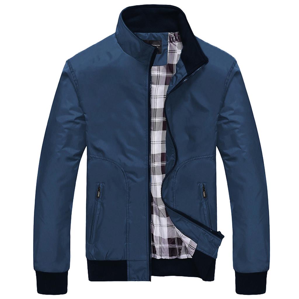 Men's  Casual Fashion  Color Patchwork Jacket Zipper Outwear Coat