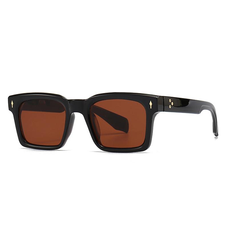 SO&EI Fashion Square Rivets Gradient Sunglasses Men Shades UV400 Vintage Dark Green Trending Women Sun Glasses