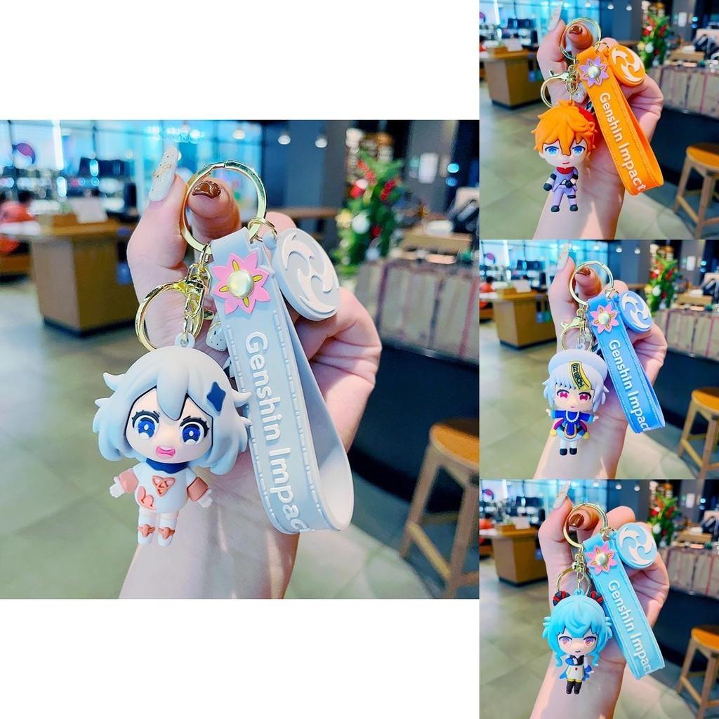 Portachiavi in ​​silicone con simpatico personaggio di Genshin Impact, adorabile statuetta in PVC per borse e telefoni.