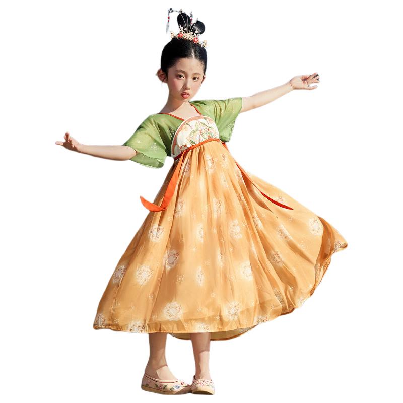 ASK JUNIOR Girls  Floral Hanfu Princess Dress 140