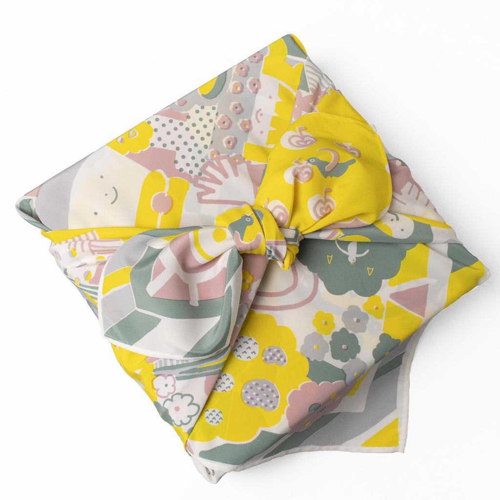 Asakura Senpu Ultra Furoshiki Plain Weave Water-Repellent (Wrapping Cloth) "Nagare" "Kurukuru Sekai"