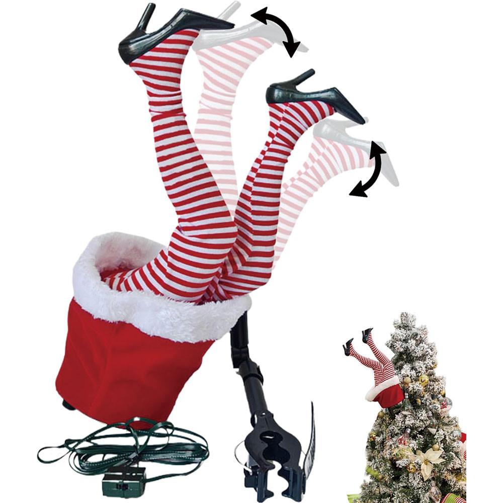 Christmas Leg Tree Decoration, Christmas Tree Decoration Plush Leg Sticky Christmas Tree Top Decoration, Christmas Decoration Party Home Decoration