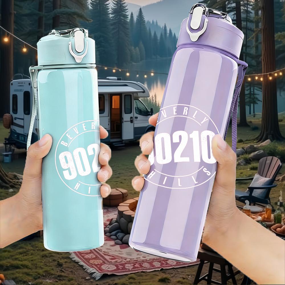 1PC Blank Light Faded White Minimalist Print 750ml Portable Sports Water Bottle Leakproof Gym Outdoor Travel Drink Cup