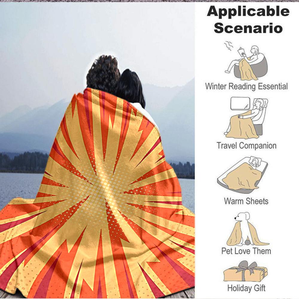 1pc Sunburst Vibrant Lightweight Flannel Blanket, Comfortable and Warm Blanket, for Office and Camping Sofa Bed, Livingroom159