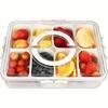 8 Grids Snack Container with Leak-Proof Lid & Handle - Portable Square Party Tray for Travel, Office, School, BBQs - Outdoor-Safe Snack Tray