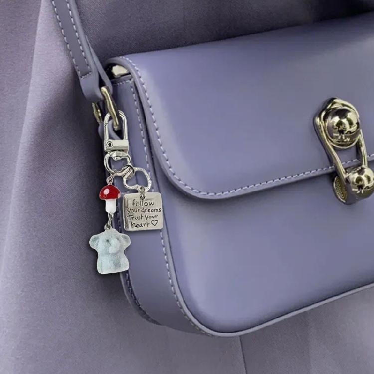 Stylish Red Mushroom Elephant Keychain Handmade Key Holder Accessory Lightweight Resin Alloy Charm For Phone Keys